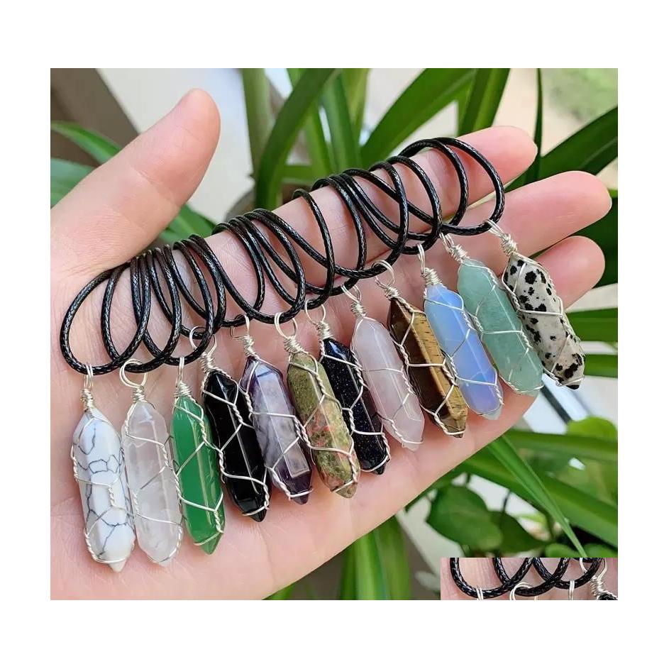 Pendant Necklaces Assorted Stone Pillar Pendum Wire Wrap Reiki Healing Crystal Necklace Hexagonal Amethyst Pink Quartz Chakras Pendo Dhbla
Pendant Necklaces Assorted Stone Pillar Pendum Wire Wrap Reiki Healing Crystal Necklace Hexagonal Amethyst Pink Quartz Chakras Pendo Dhbla