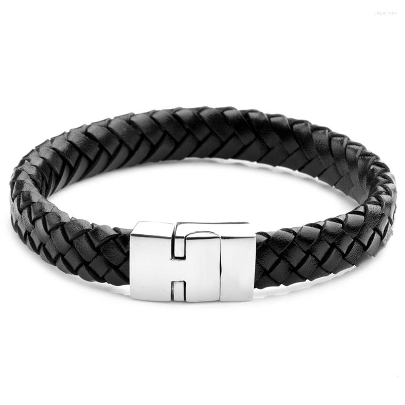 Charm Bracelets Black Leather Bracelet Stainless Steel Punk Style Magnetic Clasp Handmade Braided Simple Accessories For Men
Charm Bracelets Black Leather Bracelet Stainless Steel Punk Style Magnetic Clasp Handmade Braided Simple Accessories For Men