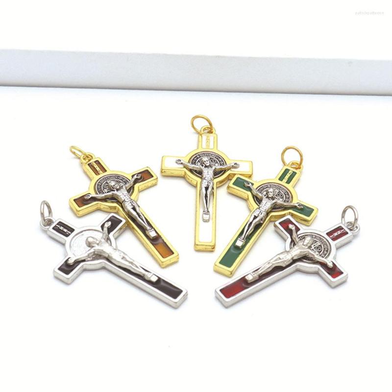 Pendant Necklaces Diyalo 1pc Religious Exorcism St Benedict Cross Crucifixion DIY Handmade Keychain Necklace Rosary Charms Jewelry Part
Pendant Necklaces Diyalo 1pc Religious Exorcism St Benedict Cross Crucifixion DIY Handmade Keychain Necklace Rosary Charms Jewelry Part