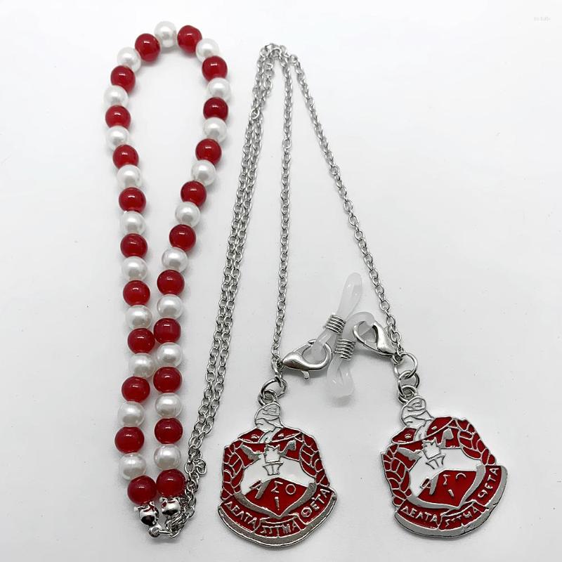 Chains Fashion University Red Greek Sorority DELTA Society Enamel Metal Badge 1913 Pendant Glasses Mask Chain Necklace
Chains Fashion University Red Greek Sorority DELTA Society Enamel Metal Badge 1913 Pendant Glasses Mask Chain Necklace