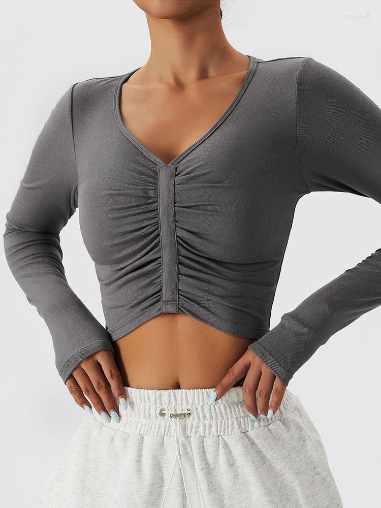 Active Shirts Tight Long Sleeve Yoga Wear Pleated Sports Tops Women Gym Shirt Outdoor Workout Fitness Clothing Peach Heart Collar Blouse, Qcx330-volcanic ash
Active Shirts Tight Long Sleeve Yoga Wear Pleated Sports Tops Women Gym Shirt Outdoor Workout Fitness Clothing Peach Heart Collar Blouse, Qcx330-volcanic ash