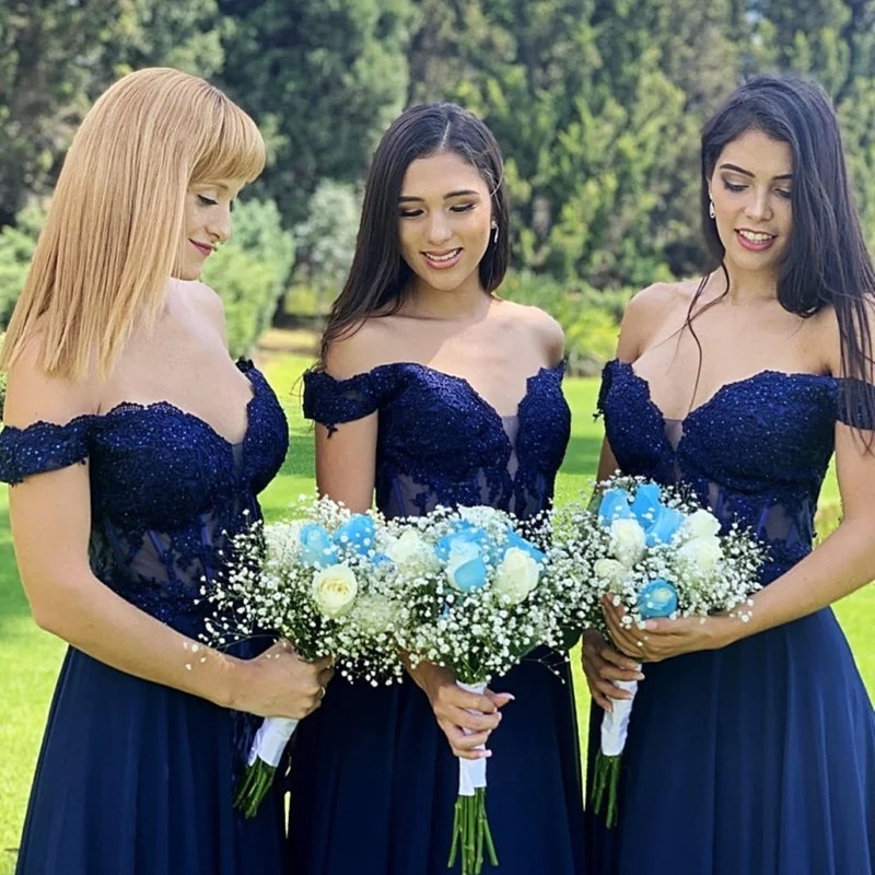 Dark Navy Sleeveless Bridesmaid Dresses Sexy Backless Off Shoulders Appliques Sequins Long Prom Dress Bridesmaid Dress Formal
Dark Navy Sleeveless Bridesmaid Dresses Sexy Backless Off Shoulders Appliques Sequins Long Prom Dress Bridesmaid Dress Formal