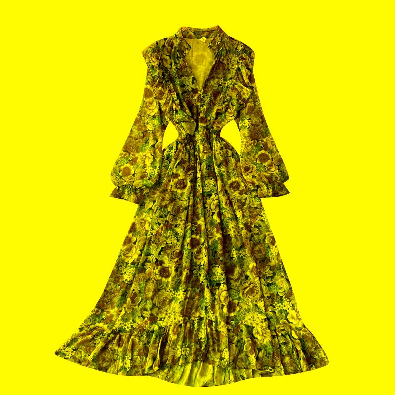Casual Dresses Spring And Autumn Printed Long Skirt Temperament V-neck Ruffle Sleeve Slim Retro Dress Female SpringCasual, Picture color
Casual Dresses Spring And Autumn Printed Long Skirt Temperament V-neck Ruffle Sleeve Slim Retro Dress Female SpringCasual, Picture color
