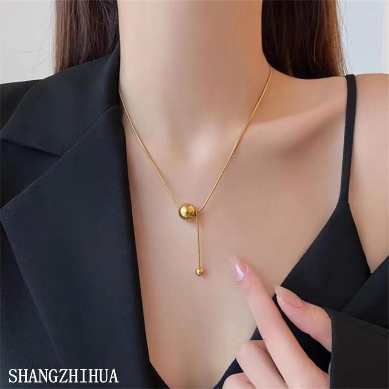Pendant Necklaces European And American Simple Golden Ball Stainless Steel Short Necklace Non Fading Jewelry Sexy Neck Chain For Womans
Pendant Necklaces European And American Simple Golden Ball Stainless Steel Short Necklace Non Fading Jewelry Sexy Neck Chain For Womans