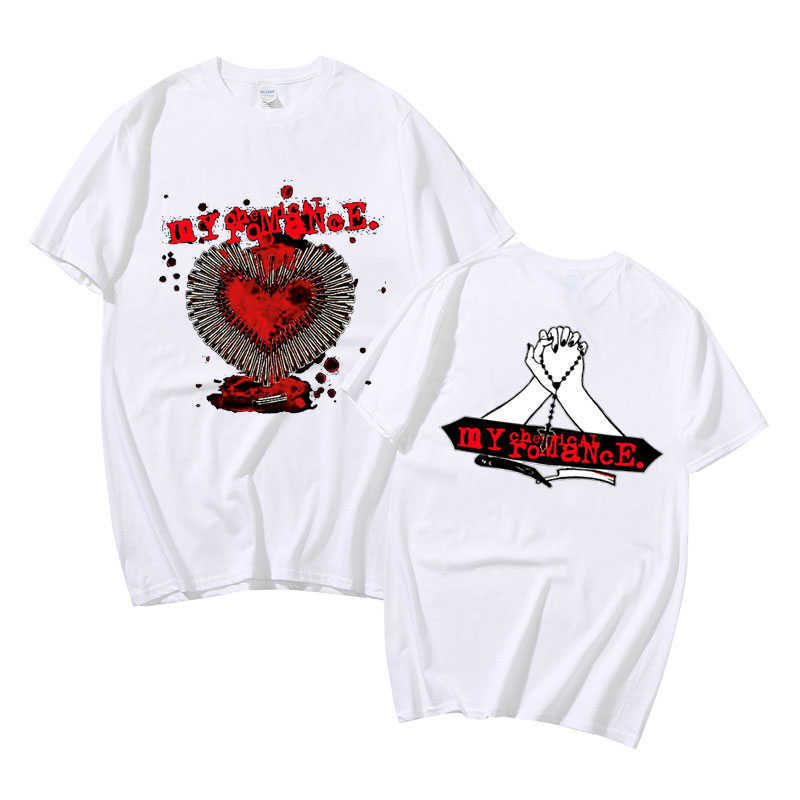 Men's T-Shirts Rock Band Male Black Casual Short Sleeve Tees My Chemical Romance Heart Bullets Tshirt Men Women Oversized Hip Hop Tshirt Tops J23