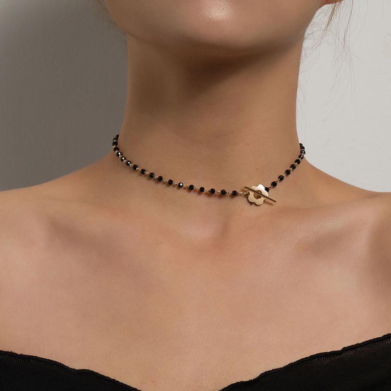 Chains Simple Fashion Female Black Crystal Glass Bead Chain Clavicle Neck Necklace Short Flower Pendant Accessories
Chains Simple Fashion Female Black Crystal Glass Bead Chain Clavicle Neck Necklace Short Flower Pendant Accessories