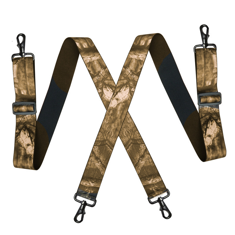 Suspenders Heavy Duty Camouflage Men Work 5cm2inch Wide Big Tall XBack 4 Swivel Snap Hooks Adjustable Elastic Trouser Braces 230217