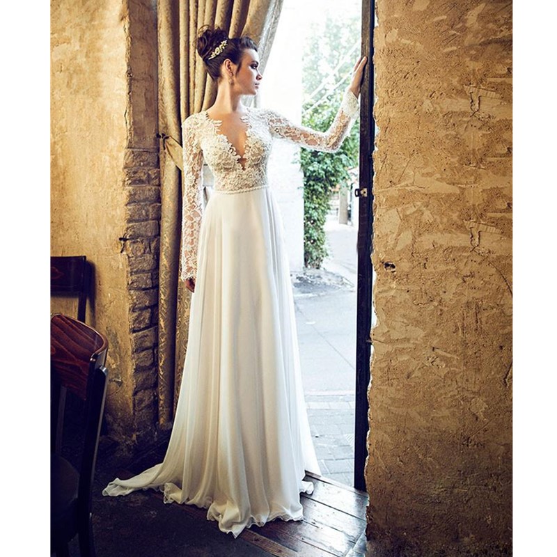 Berta Sexy A Line Weeding Dresses Deep V Neck Lace Appliques Top Quality Lace Floor Length Bridal Gowns Custom Made