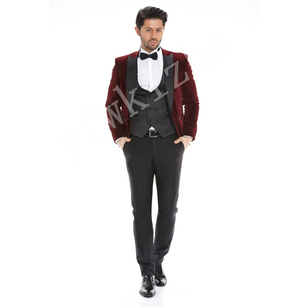 Custom Made Men Suits Velveteen Groom Tuxedos Peak Lapel Groomsmen Wedding/Prom/Dinner Man Blazer Jacket Pants Vest w876, Same picture style and color
Custom Made Men Suits Velveteen Groom Tuxedos Peak Lapel Groomsmen Wedding/Prom/Dinner Man Blazer Jacket Pants Vest w876, Same picture style and color