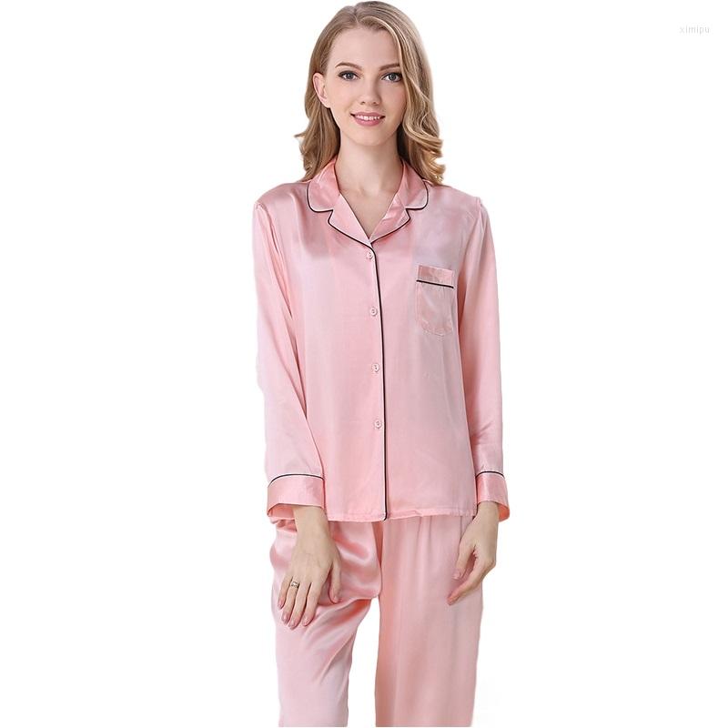 Women's Sleepwear Classic Silk Satin Women Pajama Sets Notch Collar Long Sleeves Top With Full-Length Pant Pajamas Pyjama Sp0062, White 
Women's Sleepwear Classic Silk Satin Women Pajama Sets Notch Collar Long Sleeves Top With Full-Length Pant Pajamas Pyjama Sp0062, White