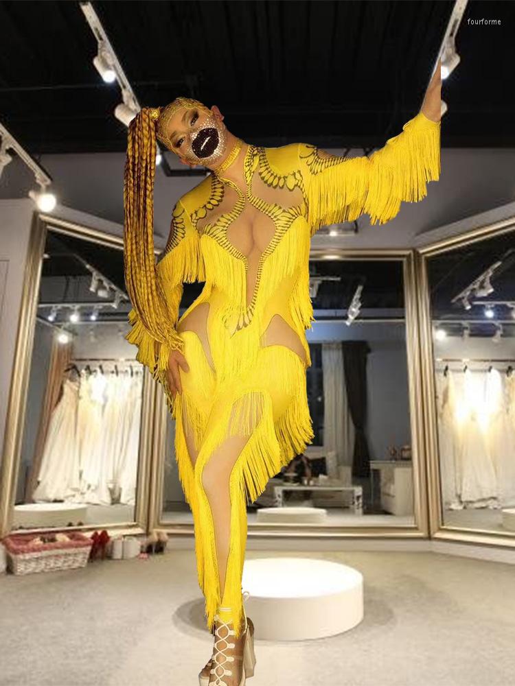 Stage Wear Gold Rave Outfit Yellow Fringes Cosplay Jumpsuit Women Jazz Dance Stretch Bodysuit Evening Show One Piece Sexy
Stage Wear Gold Rave Outfit Yellow Fringes Cosplay Jumpsuit Women Jazz Dance Stretch Bodysuit Evening Show One Piece Sexy