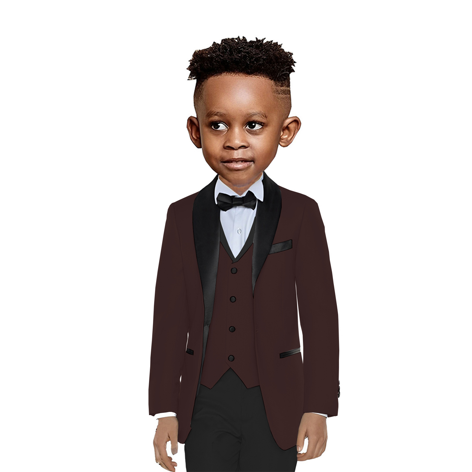 Boys Wedding Suit Jacket Pants Vest 3 Pieces Set Shawl Collar Blazer Fashion Kids Clothes with Bow Tie