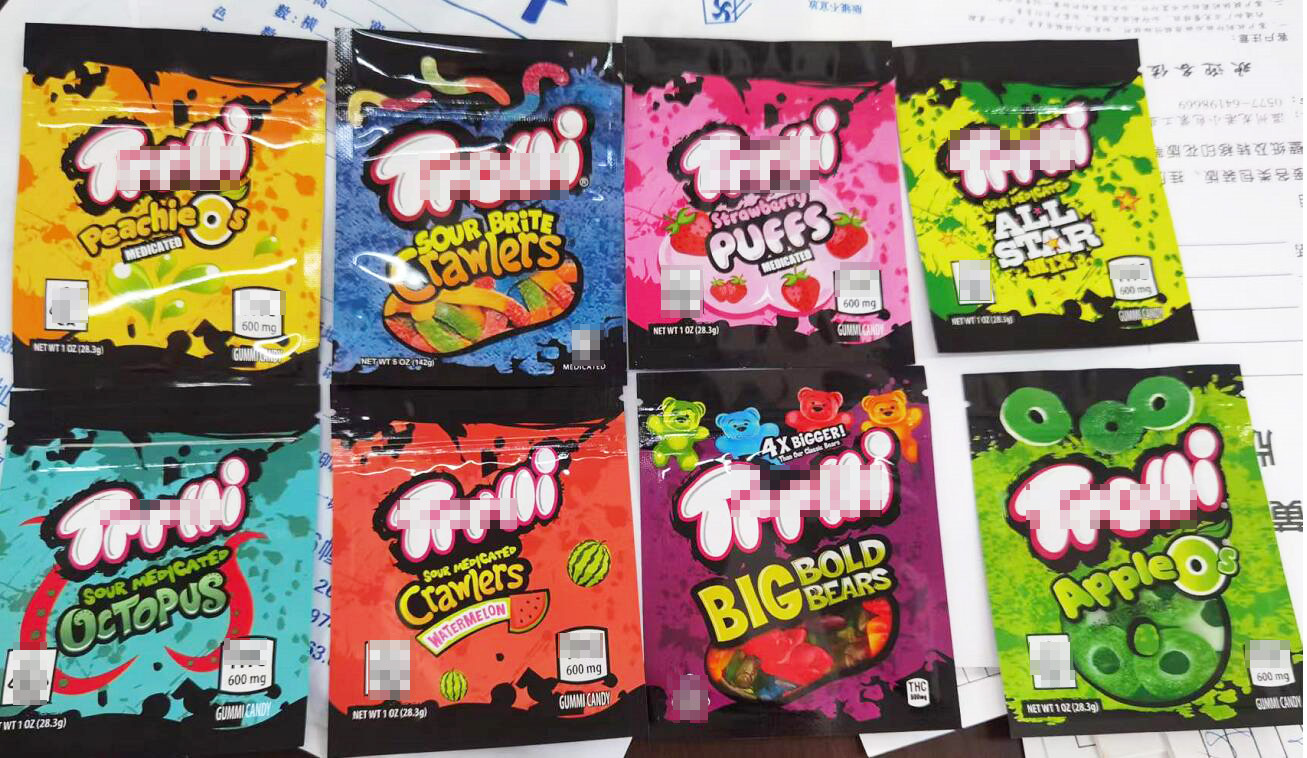 600mg sour candy gummy medicated mylar bag trolli trrlli Errlli edibles Gummies packaging bags smell proof resealable zipper pouch
600mg sour candy gummy medicated mylar bag trolli trrlli Errlli edibles Gummies packaging bags smell proof resealable zipper pouch