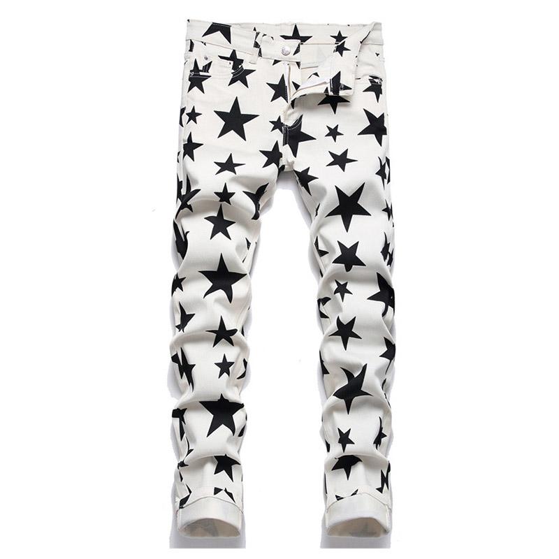 Men's Jeans Fashion Star Printed Hip Hop Streetwear Pants Slim Harakuju Stretch Denim Trousers For MaleMen's, White
Men's Jeans Fashion Star Printed Hip Hop Streetwear Pants Slim Harakuju Stretch Denim Trousers For MaleMen's, White