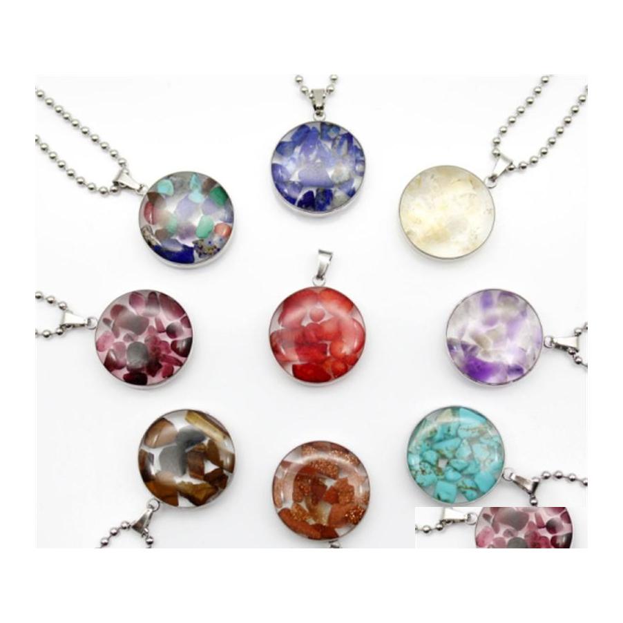 Pendant Necklaces Stainless Steel Chain Gravel Stone Round Glass Pink Quartz Crystal Agates Turquoises Malachite Necklace Drop Deliv Dhjqz
Pendant Necklaces Stainless Steel Chain Gravel Stone Round Glass Pink Quartz Crystal Agates Turquoises Malachite Necklace Drop Deliv Dhjqz