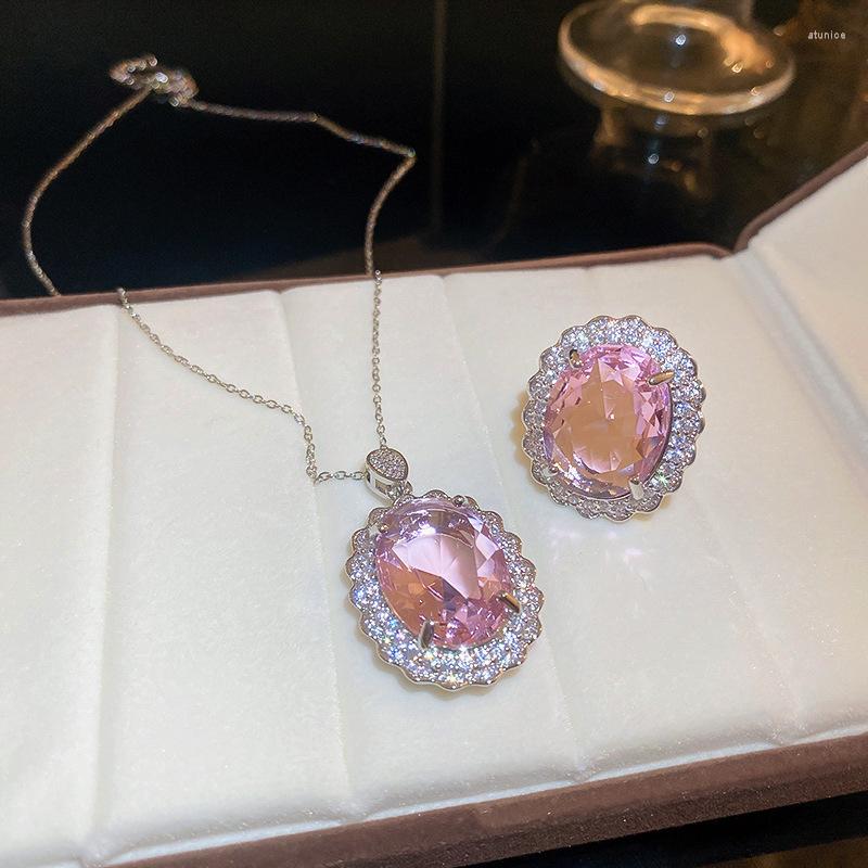 Necklace Earrings Set FYUAN Classic Oval Pink Crystal Rings Women Open Adjustable For Wedding Bride Accessories, Picture shown
Necklace Earrings Set FYUAN Classic Oval Pink Crystal Rings Women Open Adjustable For Wedding Bride Accessories, Picture shown
