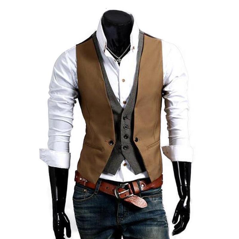 Men's Vests Business and Leisure Men's Double Breasted Waistcoat Dress Vest Meeting Party Wedding Formal Sleeveless Jacket 230217