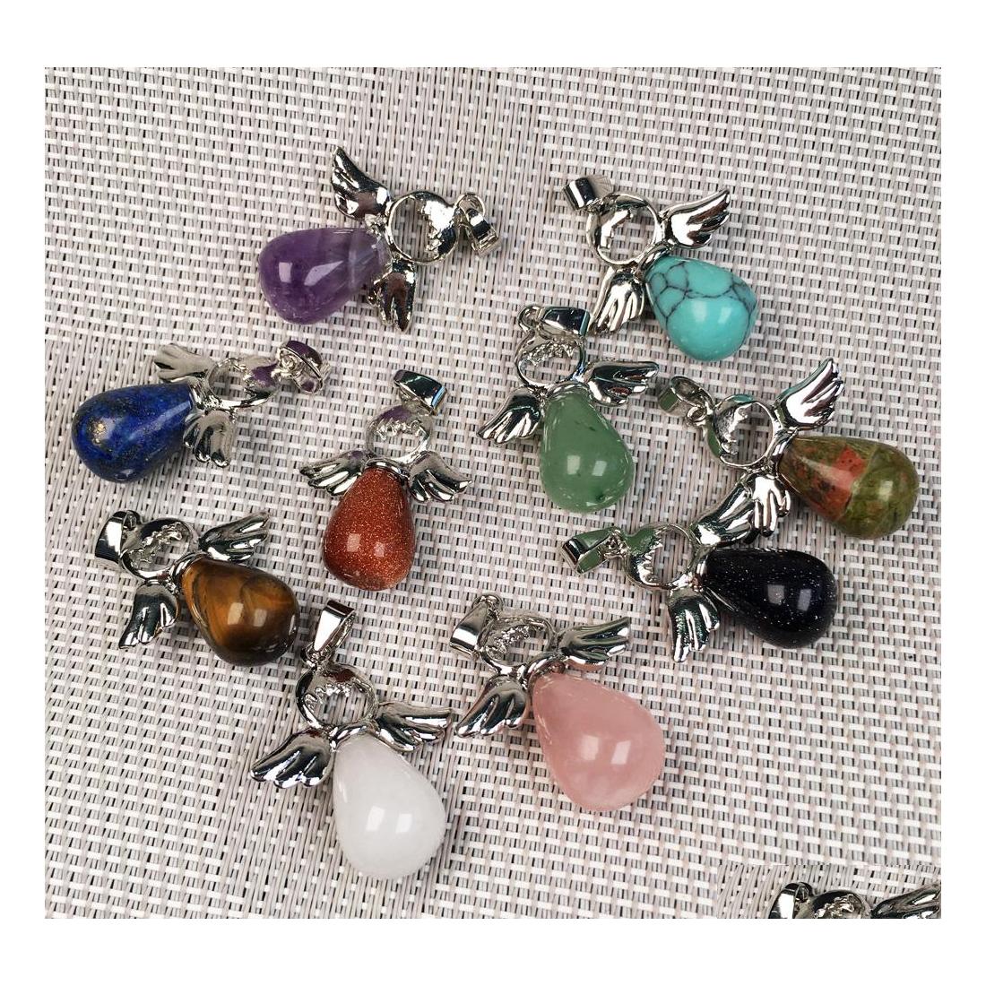 Charms Natural Stone Angel Pendant For Necklace Pink Quartz Agates Pendants Siercolor Water Drop Female Jewelry Gift Delivery Findin Dhp65
Charms Natural Stone Angel Pendant For Necklace Pink Quartz Agates Pendants Siercolor Water Drop Female Jewelry Gift Delivery Findin Dhp65