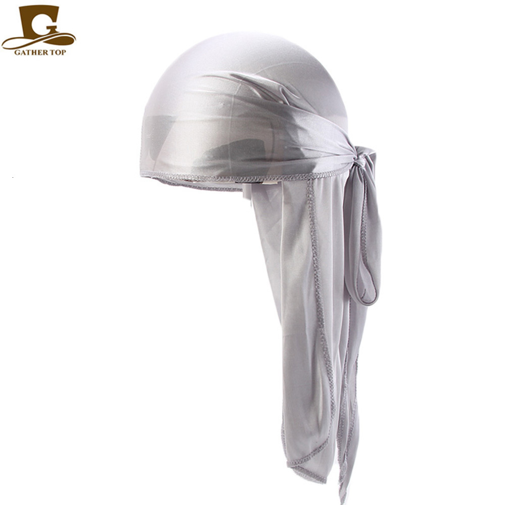 Headbands Wholesale Durag Men Solid Color Silk Durag Breathable Turban Fashion Hair Bands 13Pcspackage 230217