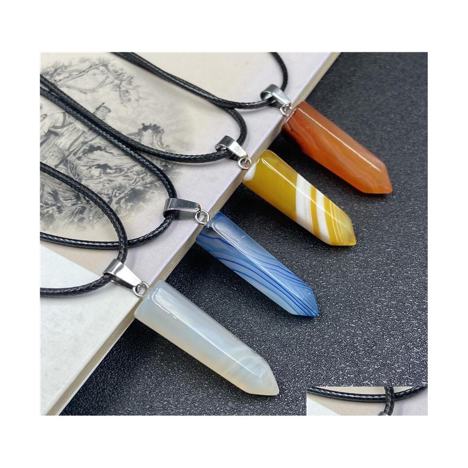 Pendant Necklaces Blue Purple Pink Stripe Agate Stone Hexagon Reiki Healing Crystal Cone Point Charms Pendum Carshop2006 Drop Delive Dhbyf
Pendant Necklaces Blue Purple Pink Stripe Agate Stone Hexagon Reiki Healing Crystal Cone Point Charms Pendum Carshop2006 Drop Delive Dhbyf
