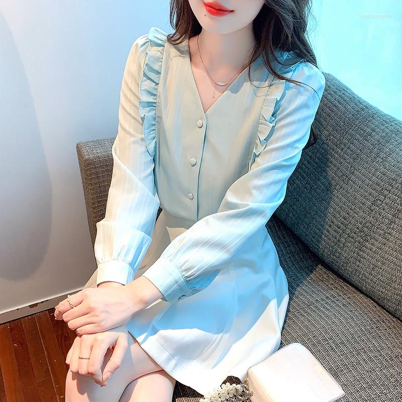 Women' Blouses COIGARSAM Shirt Womens Tops Autumn 2023 Fashion French Style Long Sleeve V-Neck Women Shirts, Sky blue
Women' Blouses COIGARSAM Shirt Womens Tops Autumn 2023 Fashion French Style Long Sleeve V-Neck Women Shirts, Sky blue