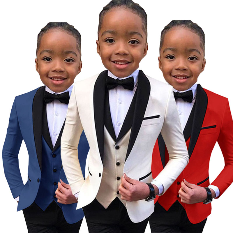 Formal Boys Suit 3 Pieces Wedding Tuxedo Kids Jacket Pants Vest Set Fashion Blazer Child Slim Fit Complete Clothes