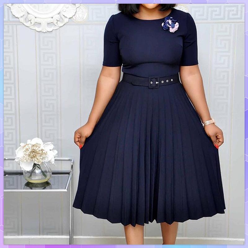 Party Dresses Summer Plus Size Pleated -3Xl Dress Ladies O-Neck Short Sleeve Solid With Belt Mid-Calf Office Lady Elegant For Women, Blue
Party Dresses Summer Plus Size Pleated -3Xl Dress Ladies O-Neck Short Sleeve Solid With Belt Mid-Calf Office Lady Elegant For Women, Blue