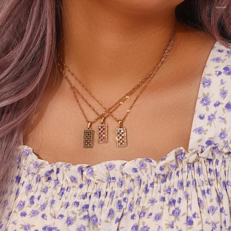 Choker Colorful Zircon Hollow Flower Rectangle Pendant Necklaces 18K Gold Plated Waterproof Femele Jewelry For Women Girls
Choker Colorful Zircon Hollow Flower Rectangle Pendant Necklaces 18K Gold Plated Waterproof Femele Jewelry For Women Girls
