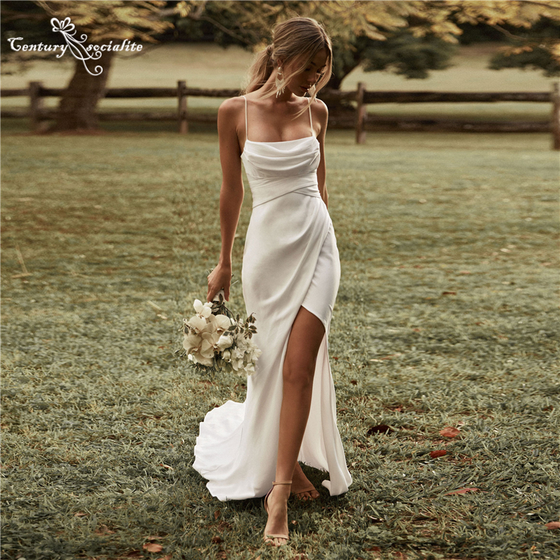 Party Dresses Simple Sexy Wedding Boho Mermaid Bridal Dress High Slit Straps Backless Bohemian Bride Gowns Vestidos De Noiva 2023 230217, Ivory
Party Dresses Simple Sexy Wedding Boho Mermaid Bridal Dress High Slit Straps Backless Bohemian Bride Gowns Vestidos De Noiva 2023 230217, Ivory