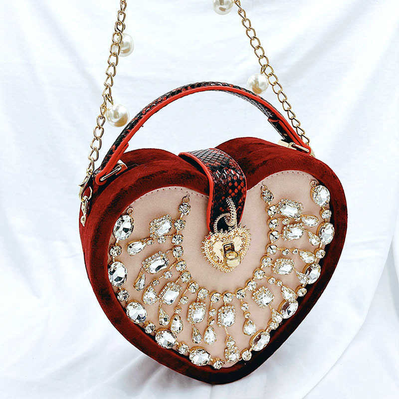Evening bag Heart Shape Bags Women Flowers Lock Diamond Totes Clutch Shoulder B, Red
Evening bag Heart Shape Bags Women Flowers Lock Diamond Totes Clutch Shoulder B, Red