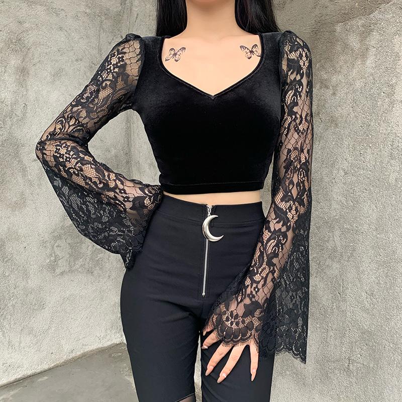Women' T Shirts Vintage Gothic Velvet Lace Tops Harajuku Sexy See Through Long Sleeve Crop Top Women Autumn Elegant Aesthetic Basic, Black
Women' T Shirts Vintage Gothic Velvet Lace Tops Harajuku Sexy See Through Long Sleeve Crop Top Women Autumn Elegant Aesthetic Basic, Black