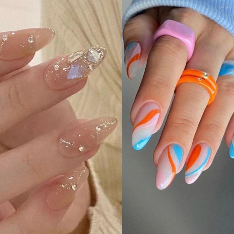 False Nails 24pcs Detachable DIY Press On Fake Nials Long Almond Colorful Wavy French, Jp2085
False Nails 24pcs Detachable DIY Press On Fake Nials Long Almond Colorful Wavy French, Jp2085