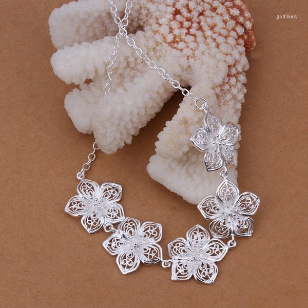 Chains KN-N336 Christmas Gift Silver Color Necklace Elegant Gorgeous Pendant Fashion Jewelry Hollow Five Flowers Lady Kolye
Chains KN-N336 Christmas Gift Silver Color Necklace Elegant Gorgeous Pendant Fashion Jewelry Hollow Five Flowers Lady Kolye