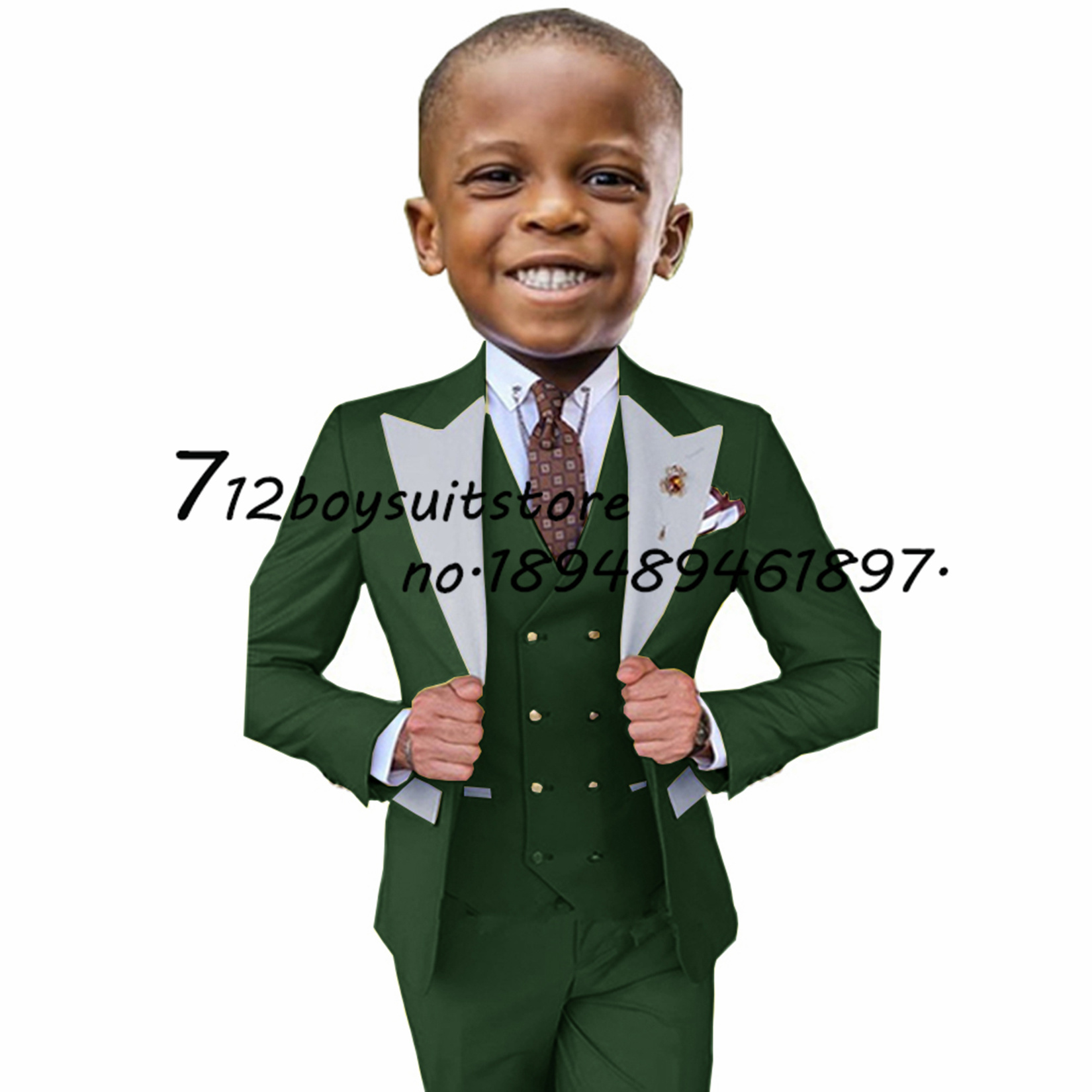 Boy Suits Formal Wedding Tuxedo 3 Piece Jacket Pants Vest Set Kids Clothes Party Dress Child Blazer