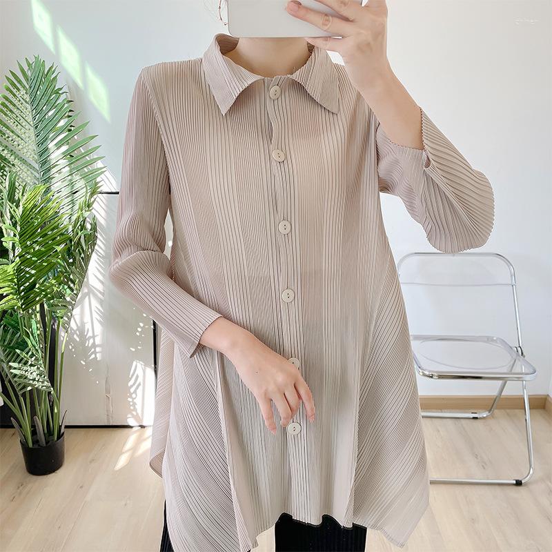 Women's Blouses Miyake Pleated Single Breasted Causal Shirt 2023 Spring Autumn Polo Collar Cardigan Loose Plus Size Jacket Tops, Black
Women's Blouses Miyake Pleated Single Breasted Causal Shirt 2023 Spring Autumn Polo Collar Cardigan Loose Plus Size Jacket Tops, Black