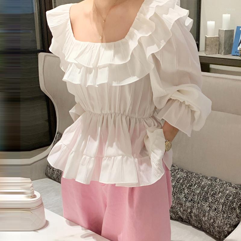 Women's Blouses Korejepo Fairy Temperament Shirts Double Layer Ruffled Square Collar Versatile Thin Top 2023 Bubble Sleeve Blouse, Pink
Women's Blouses Korejepo Fairy Temperament Shirts Double Layer Ruffled Square Collar Versatile Thin Top 2023 Bubble Sleeve Blouse, Pink