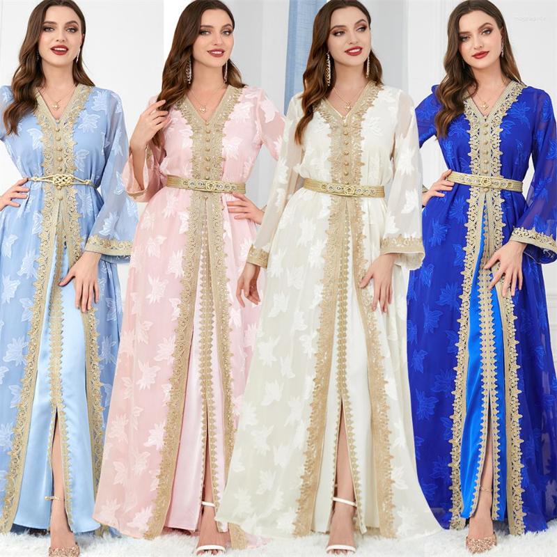 Ethnic Clothing Elegant Casual Women's Dresses Abayas For Women Muslim Sets Floral Embroidery Guipure Lace Insert Belted Kaftan Dubai
Ethnic Clothing Elegant Casual Women's Dresses Abayas For Women Muslim Sets Floral Embroidery Guipure Lace Insert Belted Kaftan Dubai