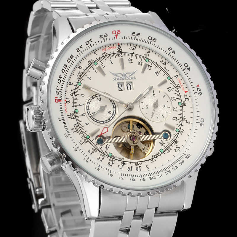 Wrist watch Jaragar classic mechanical everyday fashion flywheel mechanism calendar steel strap hand
Wrist watch Jaragar classic mechanical everyday fashion flywheel mechanism calendar steel strap hand