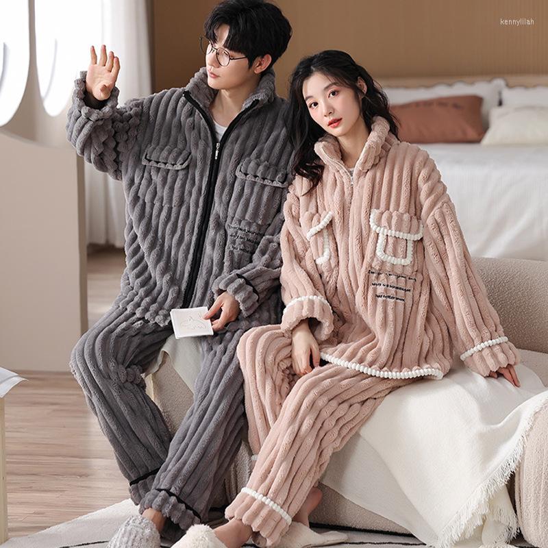 Women's Sleepwear 2pcs Thickened Plush Couple's Pajamas Flannel Coral Velvet Zipper Long Sleeve Top Trousers Pijamas For Women And Men, 93383-female
Women's Sleepwear 2pcs Thickened Plush Couple's Pajamas Flannel Coral Velvet Zipper Long Sleeve Top Trousers Pijamas For Women And Men, 93383-female