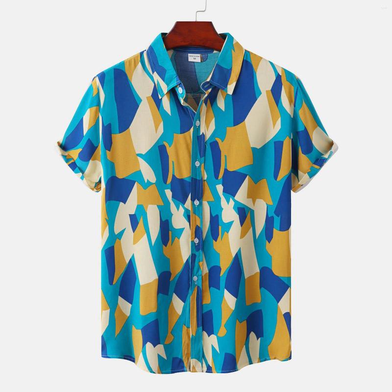 Men's Casual Shirts Summer Men's Hawaiian Style Geometric Printed Oversized Blouse Top Loose Short Sleeve Button Beach Shirt Camicias#g3, Yellow
Men's Casual Shirts Summer Men's Hawaiian Style Geometric Printed Oversized Blouse Top Loose Short Sleeve Button Beach Shirt Camicias#g3, Yellow