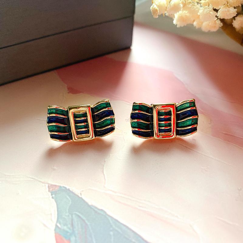 Stud Earrings Blue And Green Bow Tie Oil Dripping Enamel 925 Silver Needle Simple Temperament Versatile
Stud Earrings Blue And Green Bow Tie Oil Dripping Enamel 925 Silver Needle Simple Temperament Versatile