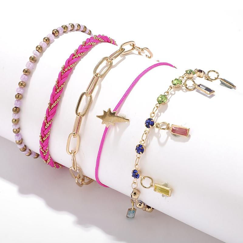 Anklets 5PCS Fashion Bohemian Anklet Set Rhinestone Leg Chain Foot Beaded Braided Rope Beach Accessories
Anklets 5PCS Fashion Bohemian Anklet Set Rhinestone Leg Chain Foot Beaded Braided Rope Beach Accessories
