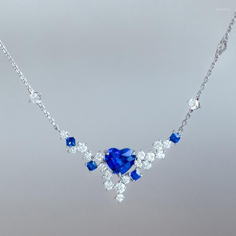 Chains Foydjew Luxury Artificial Sri Lankan Royal Sapphire Heart-shaped Necklaces Clavicle Chain Women's Banquet Wedding Jewelry
Chains Foydjew Luxury Artificial Sri Lankan Royal Sapphire Heart-shaped Necklaces Clavicle Chain Women's Banquet Wedding Jewelry
