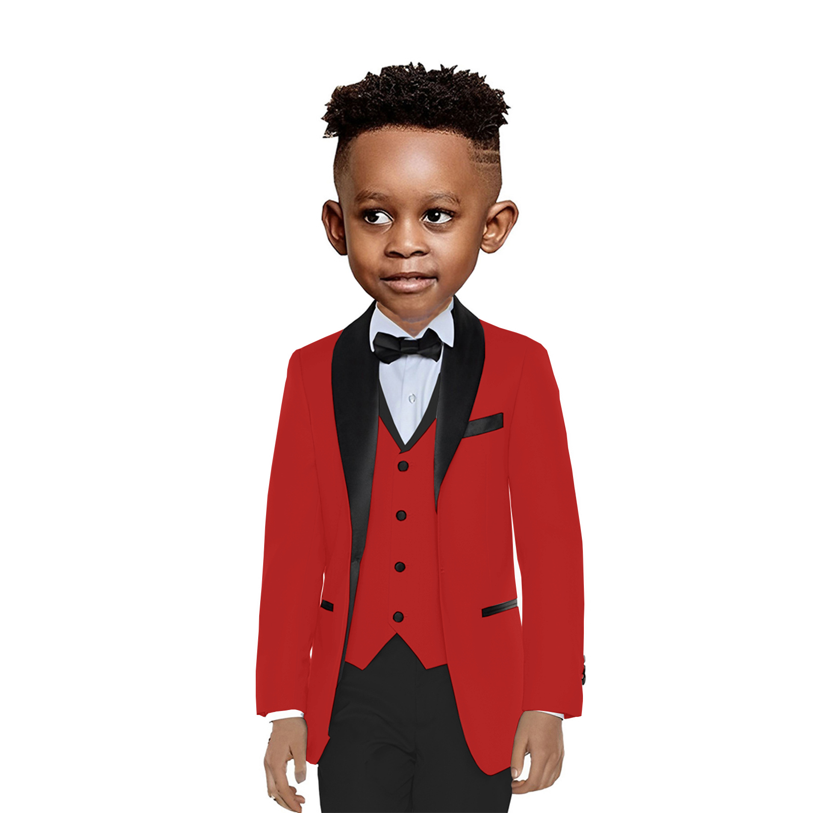 Boys Wedding Suit Jacket Pants Vest 3 Pieces Set Shawl Collar Blazer Fashion Kids Clothes with Bow Tie