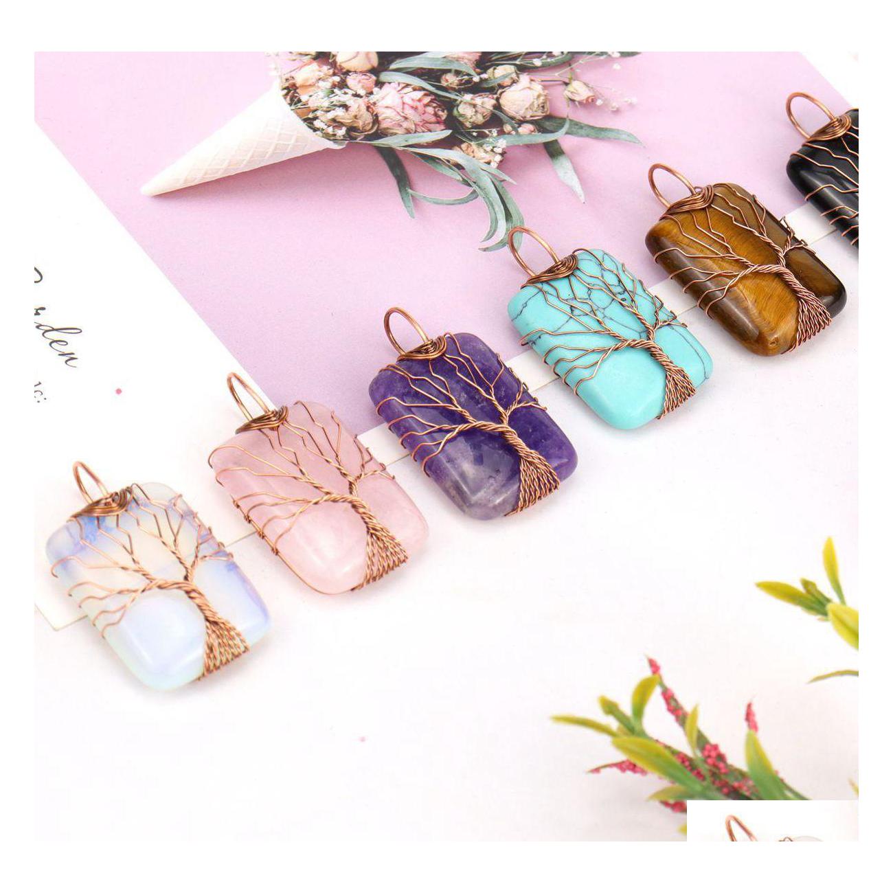 Pendant Necklaces Healing Crystal Natural Stone Rec Charms Twine Tree Of Life Wire Wrap Turquoise Tiger Eye Rose Carshop2006 Drop De Dh6Kn
Pendant Necklaces Healing Crystal Natural Stone Rec Charms Twine Tree Of Life Wire Wrap Turquoise Tiger Eye Rose Carshop2006 Drop De Dh6Kn