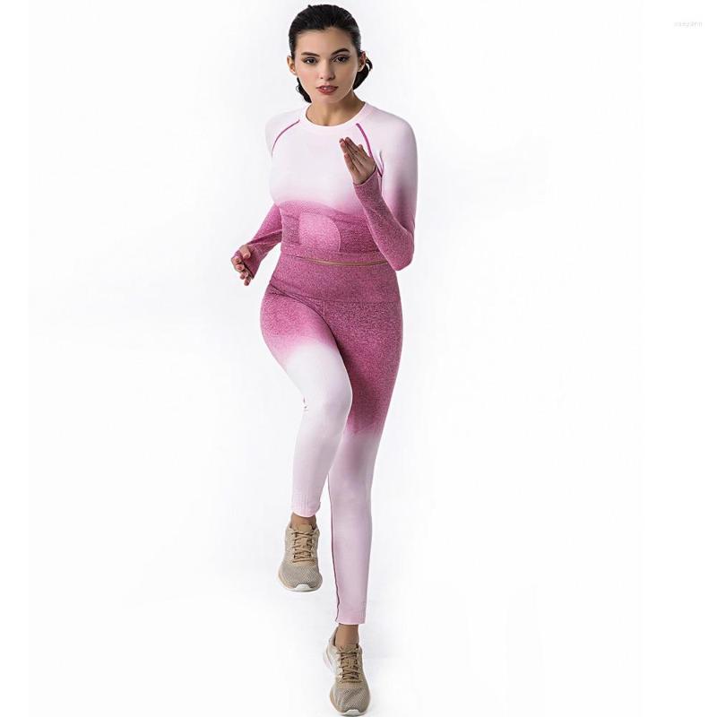 Active Sets Women Yoga Set Gym Clothing Ombre Seamless Leggings Crop Top Workout Sport Suit Long Sleeve Fitness Wear, Pink with grey
Active Sets Women Yoga Set Gym Clothing Ombre Seamless Leggings Crop Top Workout Sport Suit Long Sleeve Fitness Wear, Pink with grey