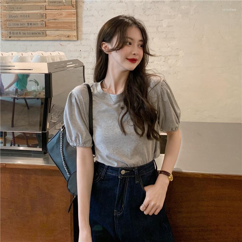 Women's T Shirts Loose Solid Color Small Puff-sleeved Short-sleeved T-shirt Design Chic Temperament Top, White
Women's T Shirts Loose Solid Color Small Puff-sleeved Short-sleeved T-shirt Design Chic Temperament Top, White