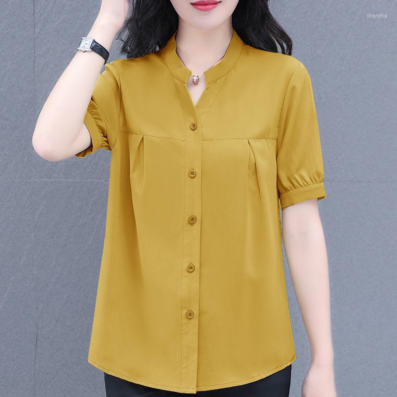 Women's Blouses Short Sleeve Ladies Top Solid Fashion Elegant Blouse Female Clothes Korean Style Button Regular Shirt For Women Chiffon V138, Yellow
Women's Blouses Short Sleeve Ladies Top Solid Fashion Elegant Blouse Female Clothes Korean Style Button Regular Shirt For Women Chiffon V138, Yellow
