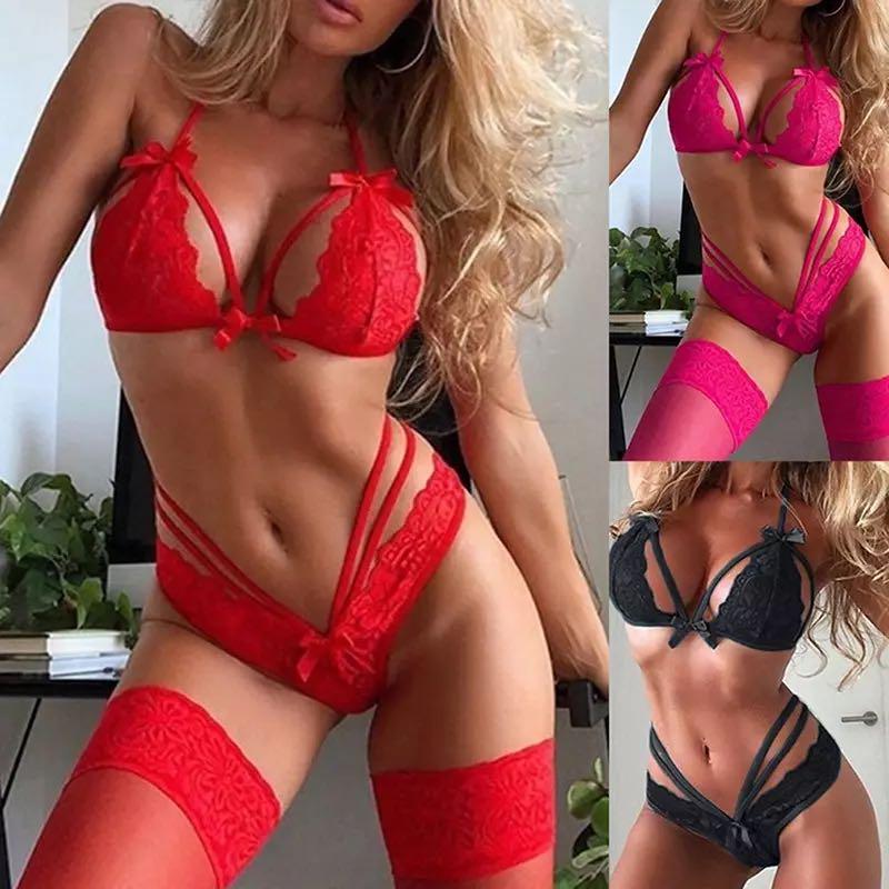 Bras Sets Women's Sexy Underwear Set 3-piece Exotic Lace Bra Bandage Panties Stockings Erotic Transparent SetBras, Mask
Bras Sets Women's Sexy Underwear Set 3-piece Exotic Lace Bra Bandage Panties Stockings Erotic Transparent SetBras, Mask