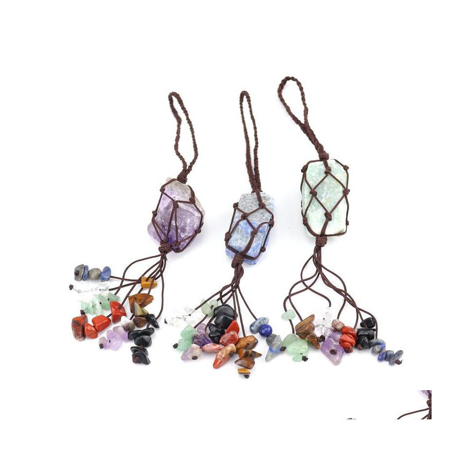 Charms Fashion Handwoven Natural Stone 7 Chakras Crystal Rough Tassel Hang Pendants Car Rearview Mirror Pendant Yydhhome Drop Delive Dhp1V
Charms Fashion Handwoven Natural Stone 7 Chakras Crystal Rough Tassel Hang Pendants Car Rearview Mirror Pendant Yydhhome Drop Delive Dhp1V